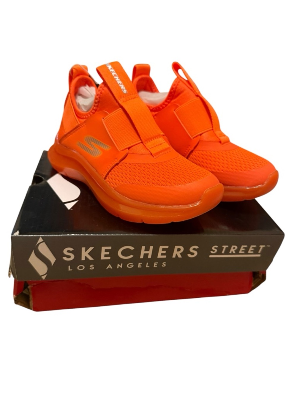 Skechers kids Sketch fast ice Orange Slip-On Sneakers new in box size 12